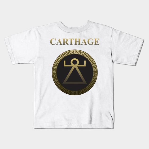 Ancient Carthage Sacred Band Shield Kids T-Shirt by AgemaApparel